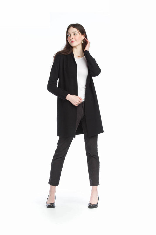 BLACK Lapel Coatigan with Pockets