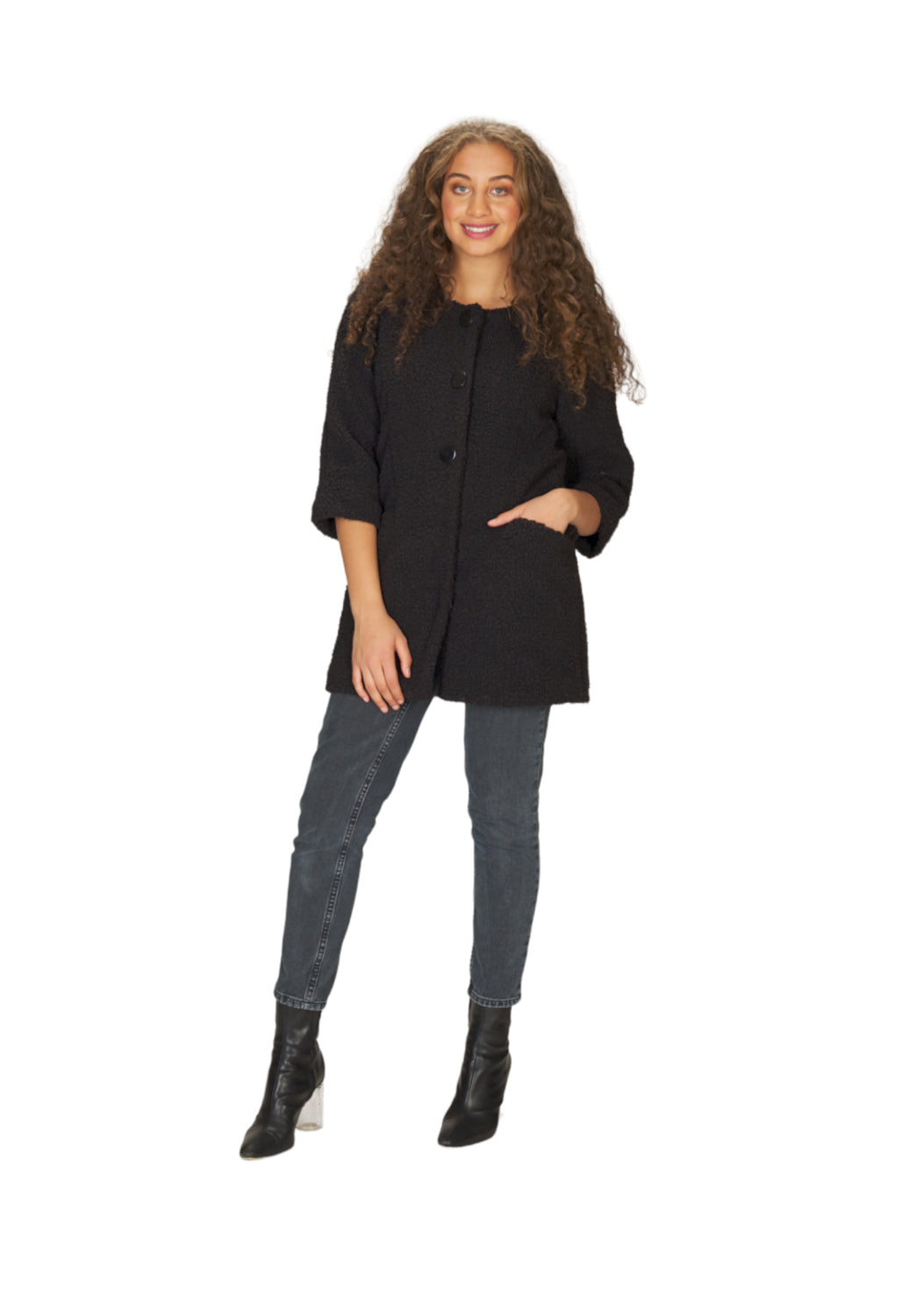 PINK Boucle Furry Look Jacket