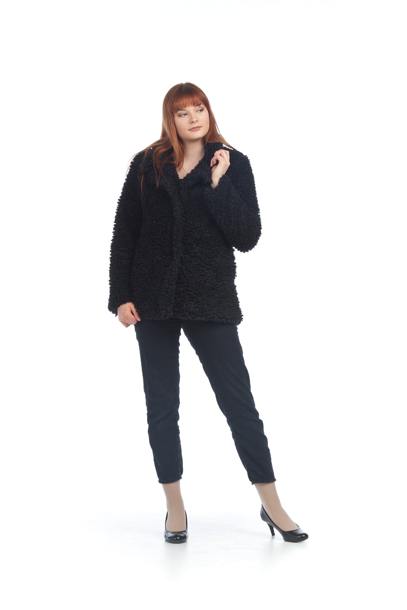 BLACK Shag Fur Cropped Jacket