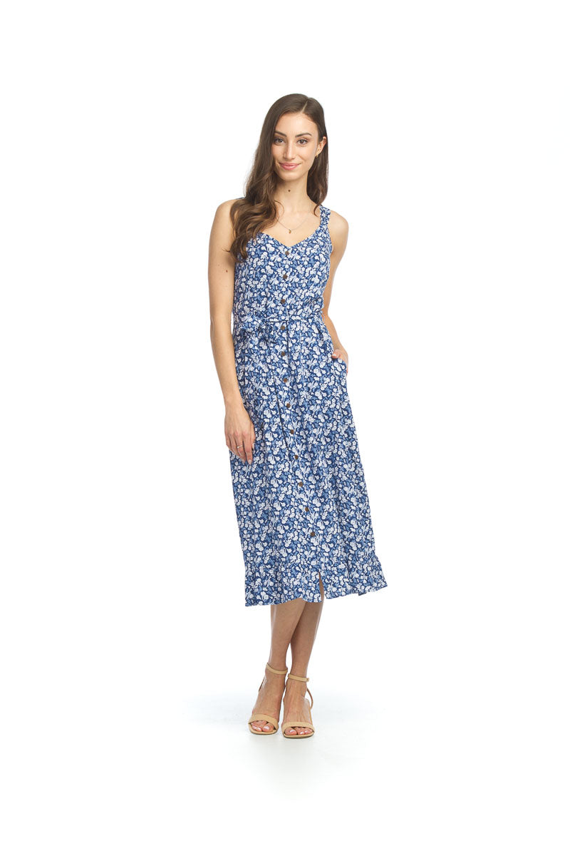 Blue floarl dress w smocked back