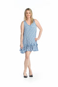 BLUE Floral Ruffle Hem Dress
