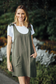 STONE Linen Blend Pinafore w Tie Straps