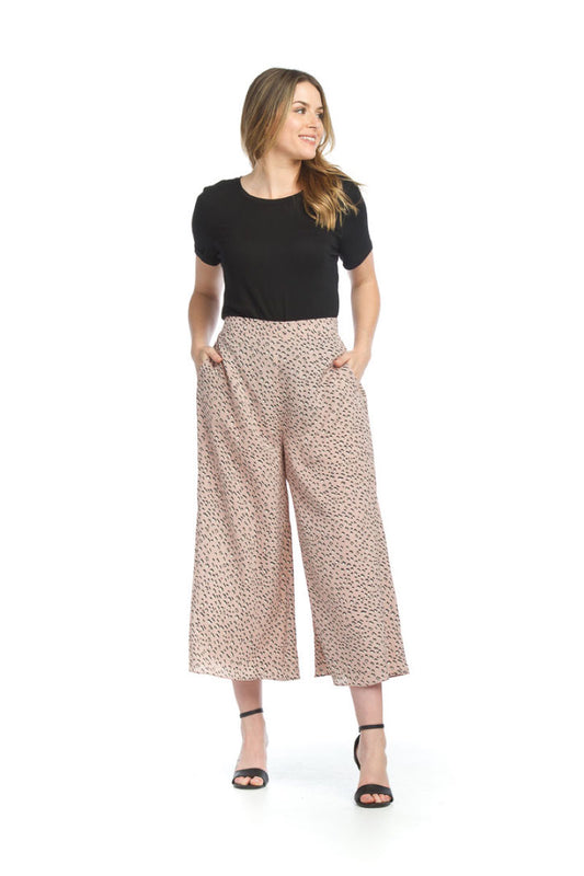 PINK Animal Print Wide Leg Pants with Back Zip