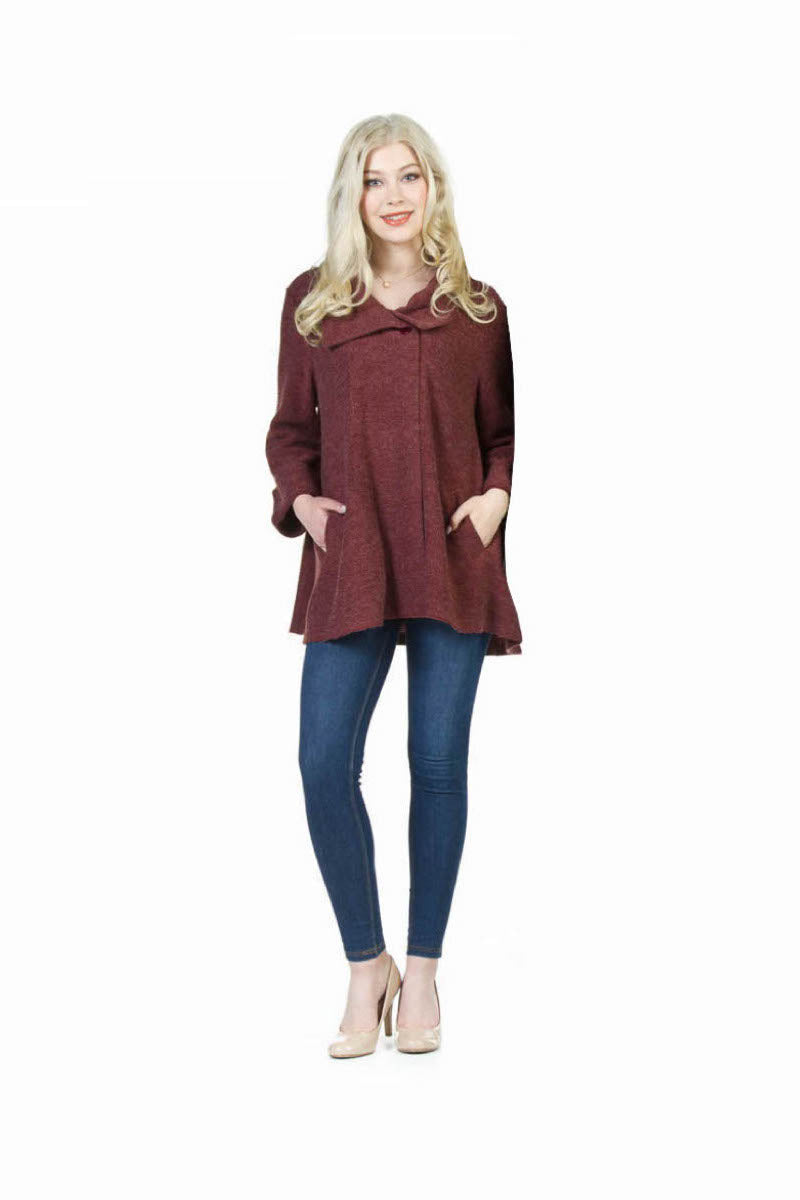 BURGN Swing Sweater Jacket with Foldover Collar