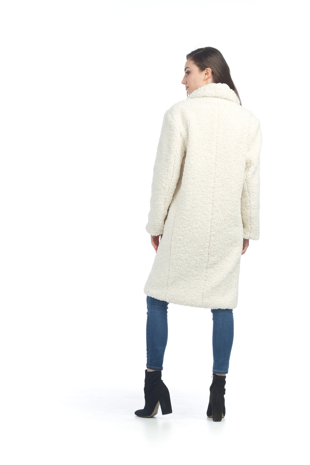 WHITE Luxe Boucle Fur Jacket with Pockets