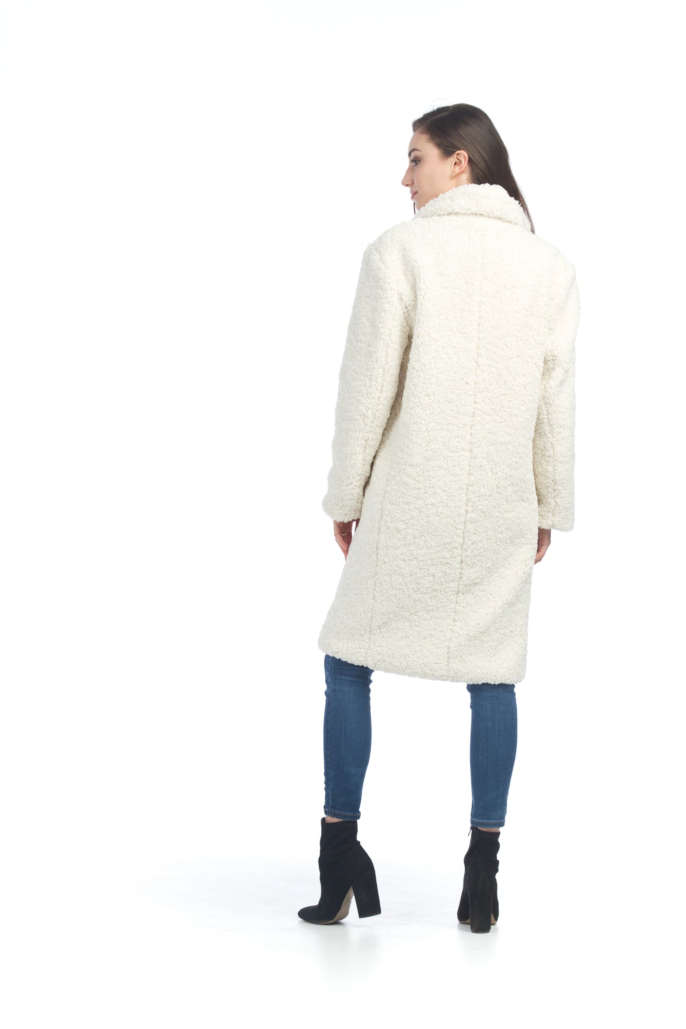 WHITE Luxe Boucle Fur Jacket with Pockets