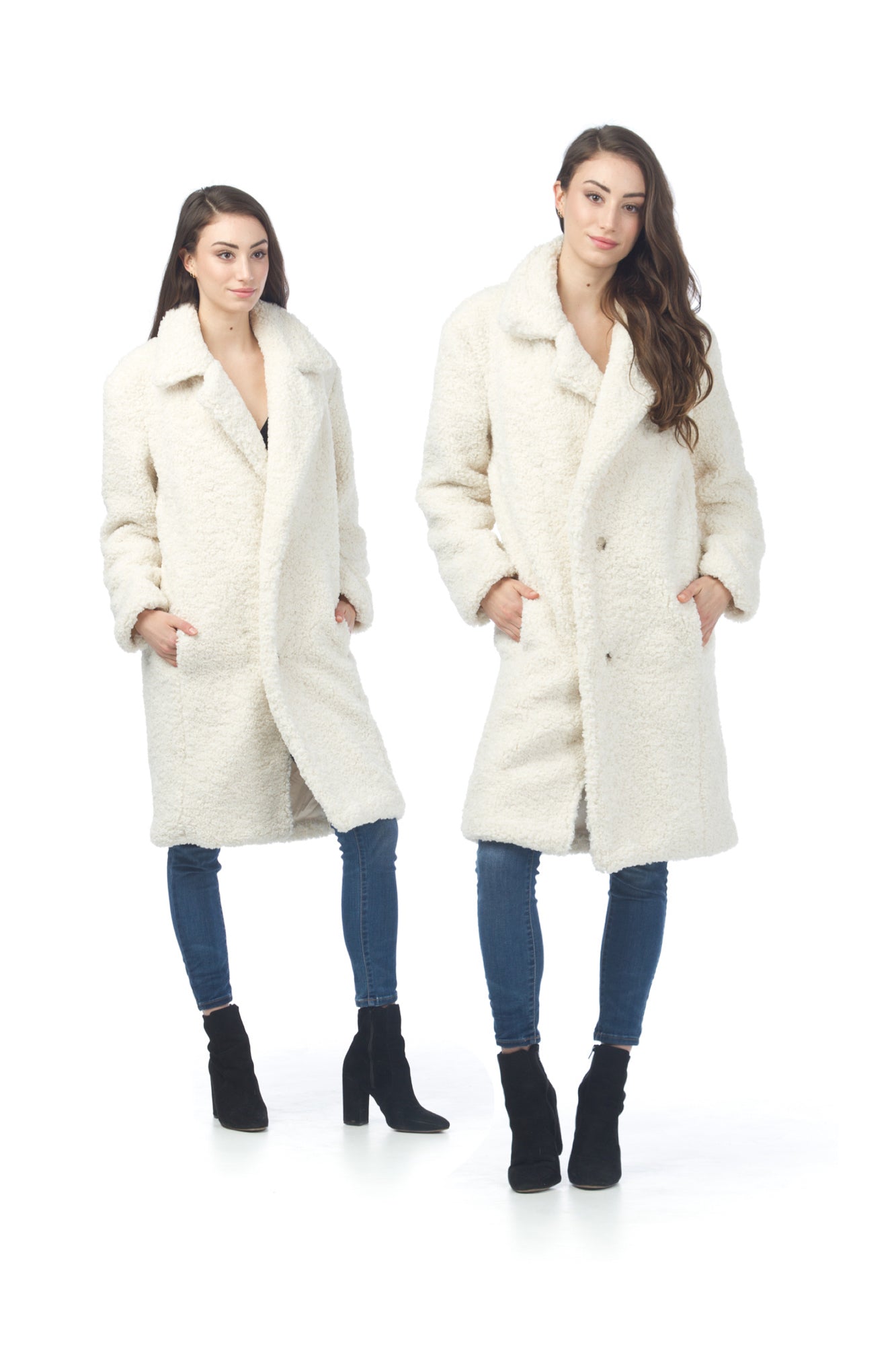 WHITE Luxe Boucle Fur Jacket with Pockets