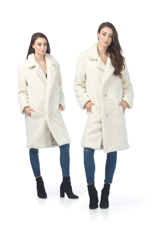 WHITE Luxe Boucle Fur Jacket with Pockets