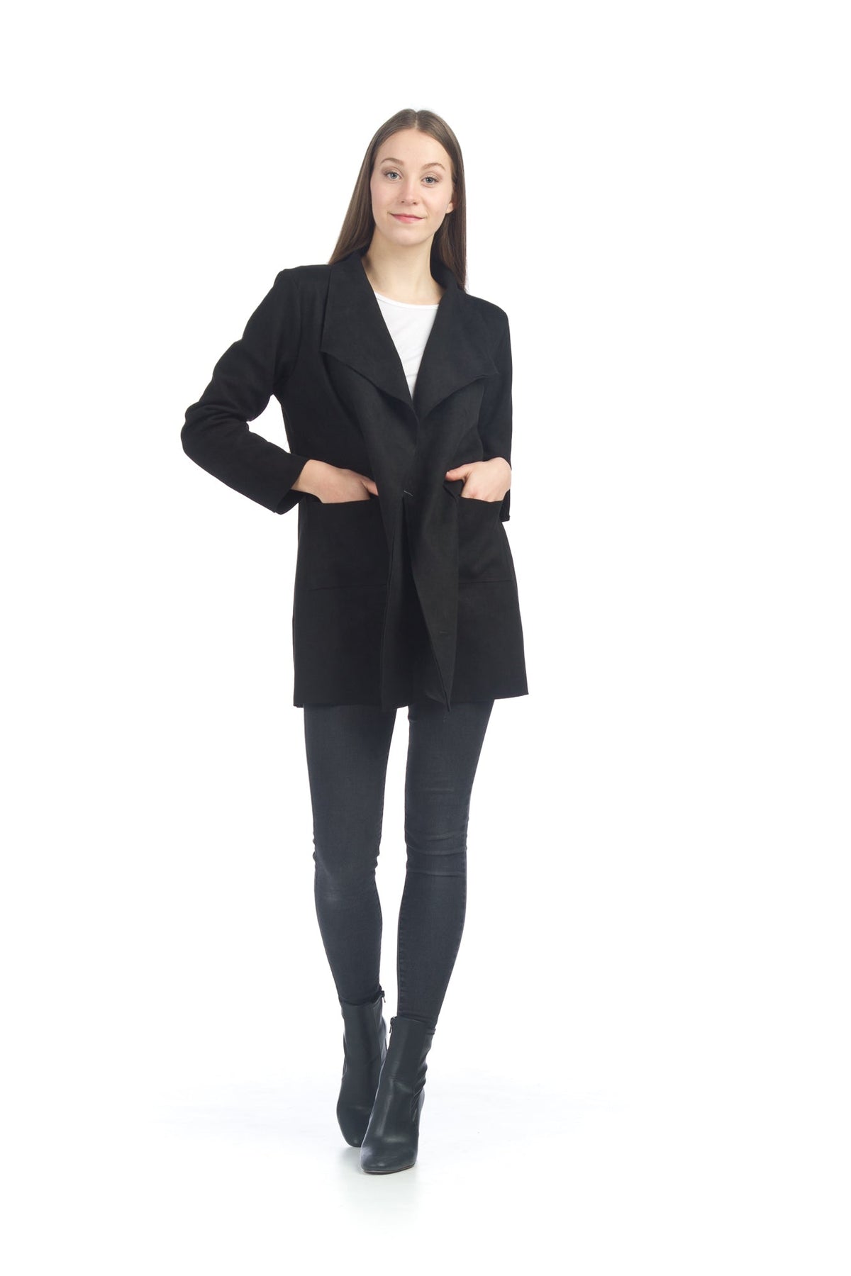 Suede Drape Jacket With Pockets