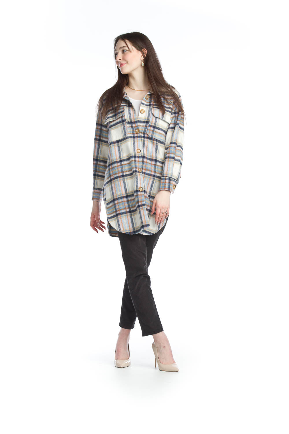 Blue Plaid Buttonup Shacket