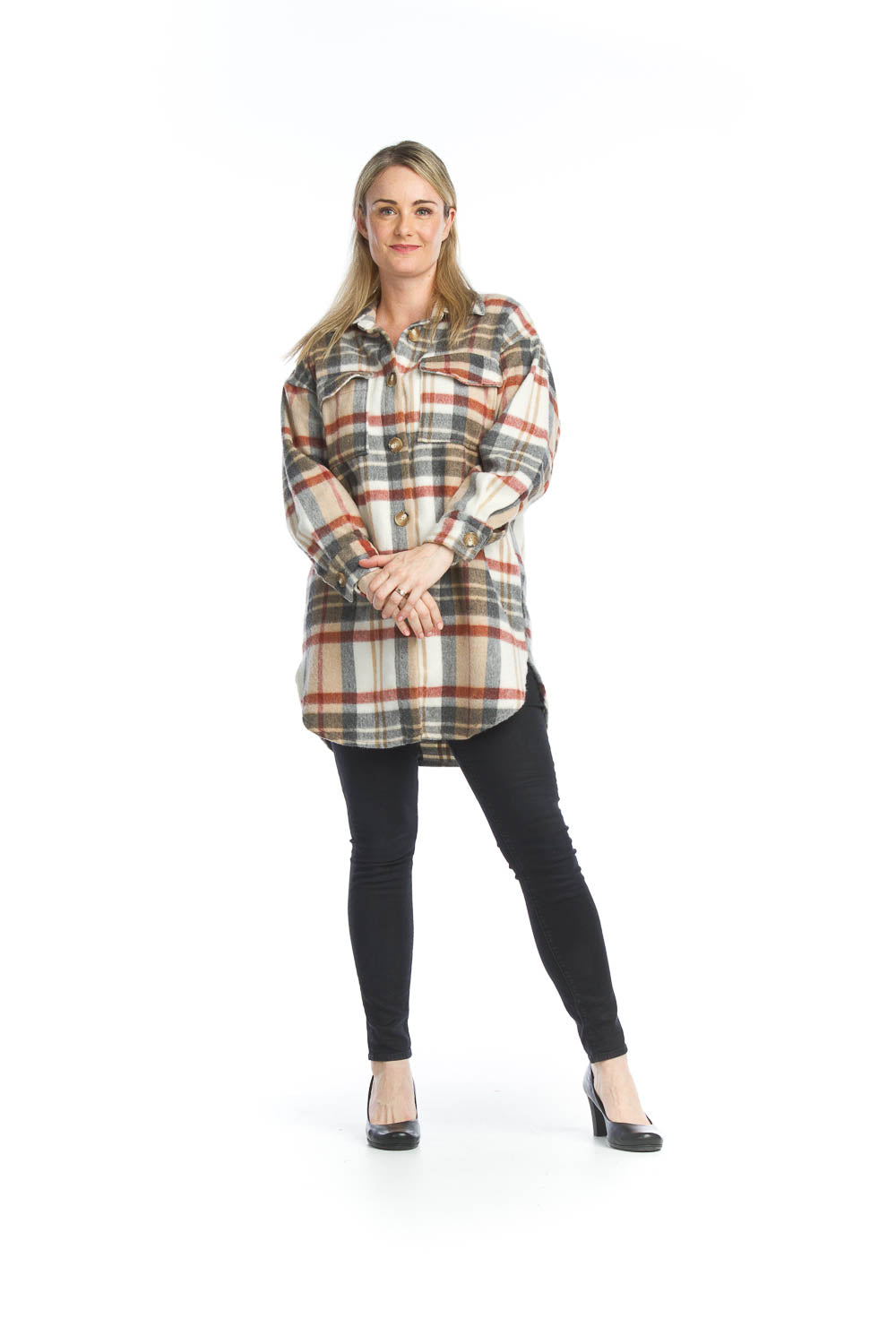 Beige Plaid Buttonup Shacket