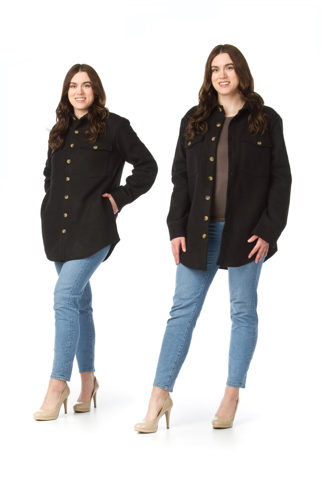 Black Solid shacket