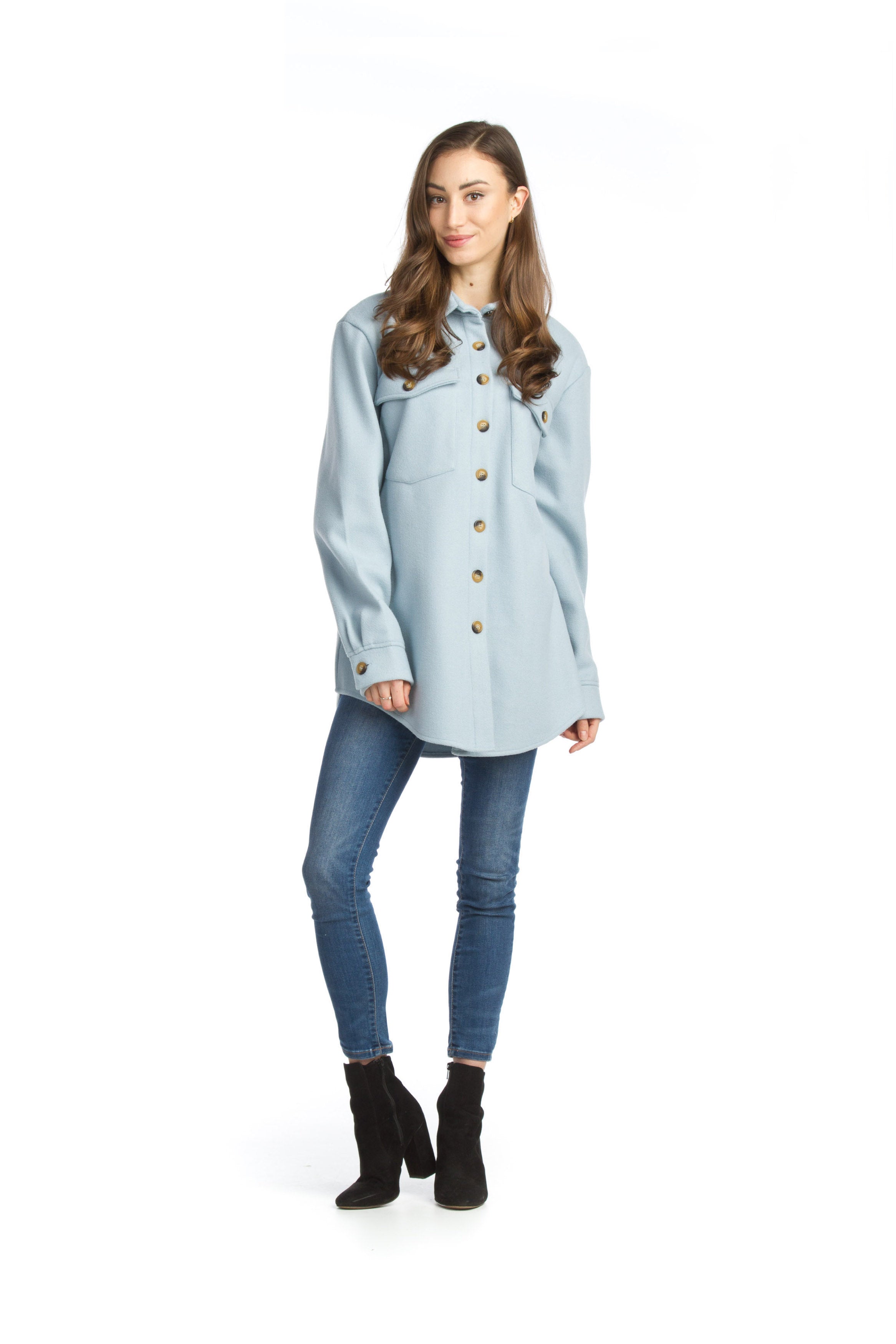 Blue Solid shacket