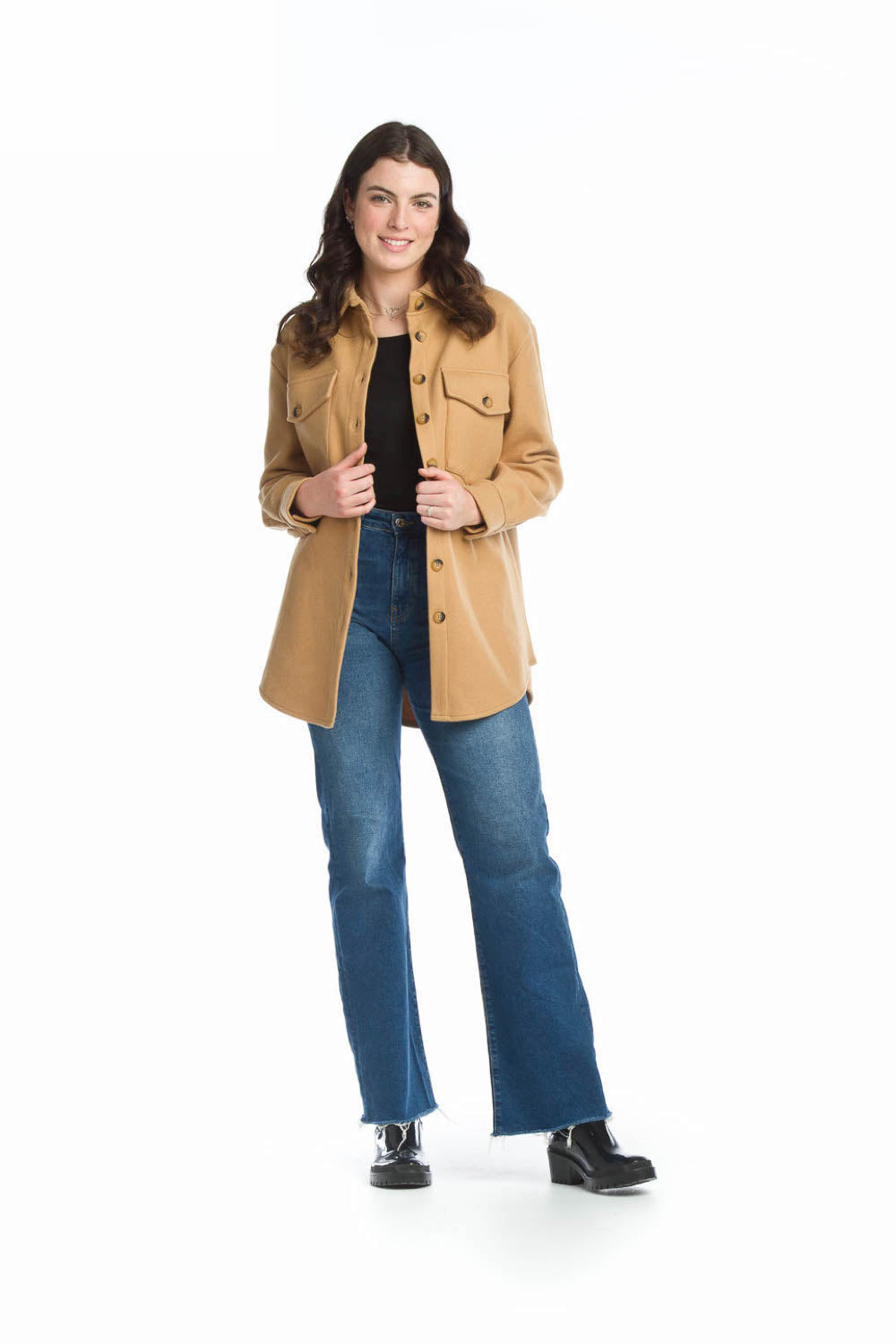 Camel Solid shacket