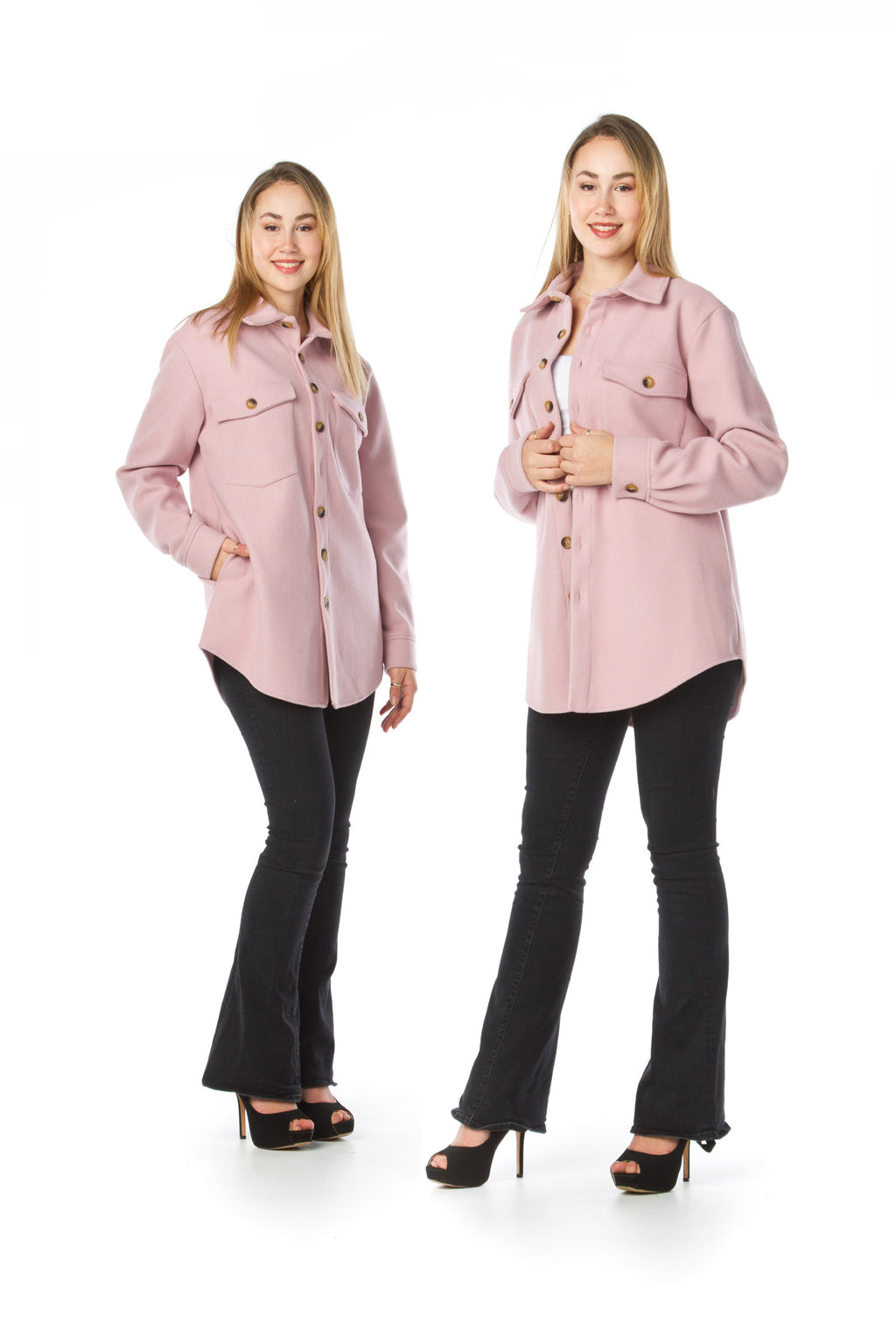pink Solid shacket