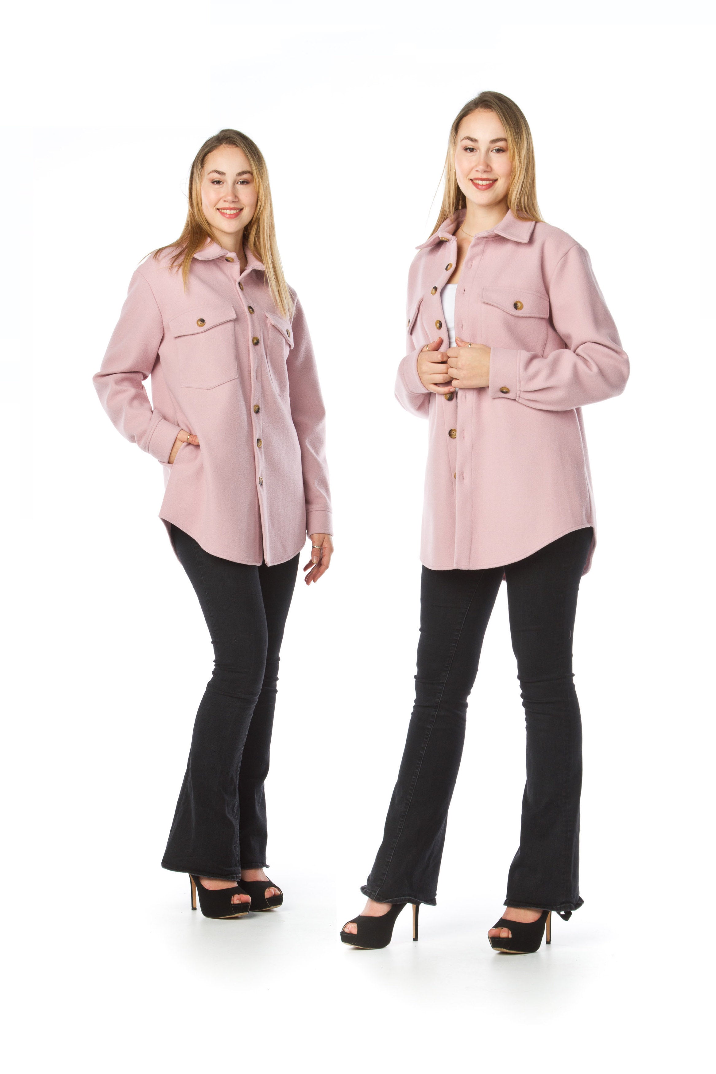 pink Solid shacket