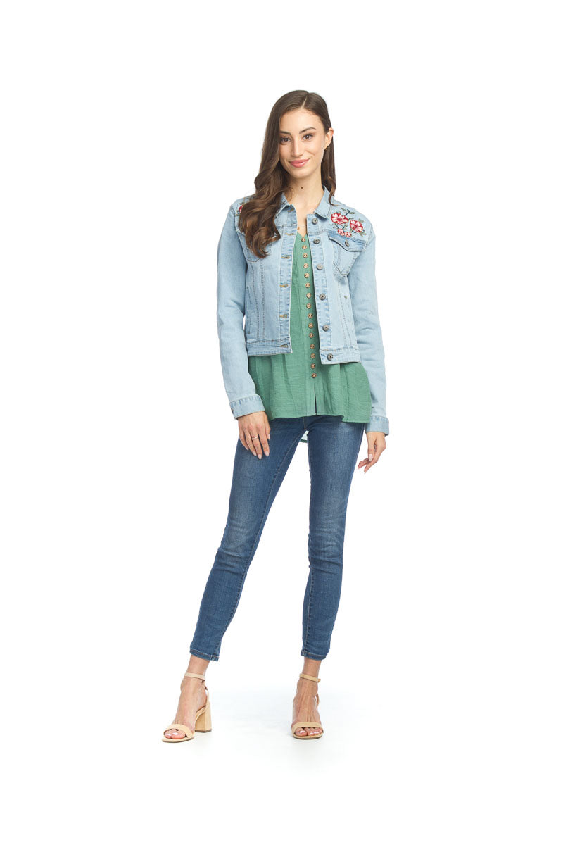 DENIM Embroidered Denim Jacket with Stretch