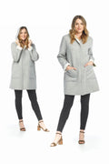 grey Soft Heathered Hooded Jacked with Patch Pockets