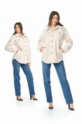Cream Teddy Bear Shacket with Pockets