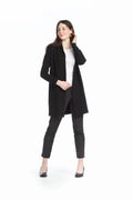 BLACK Lapel Coatigan with Pockets