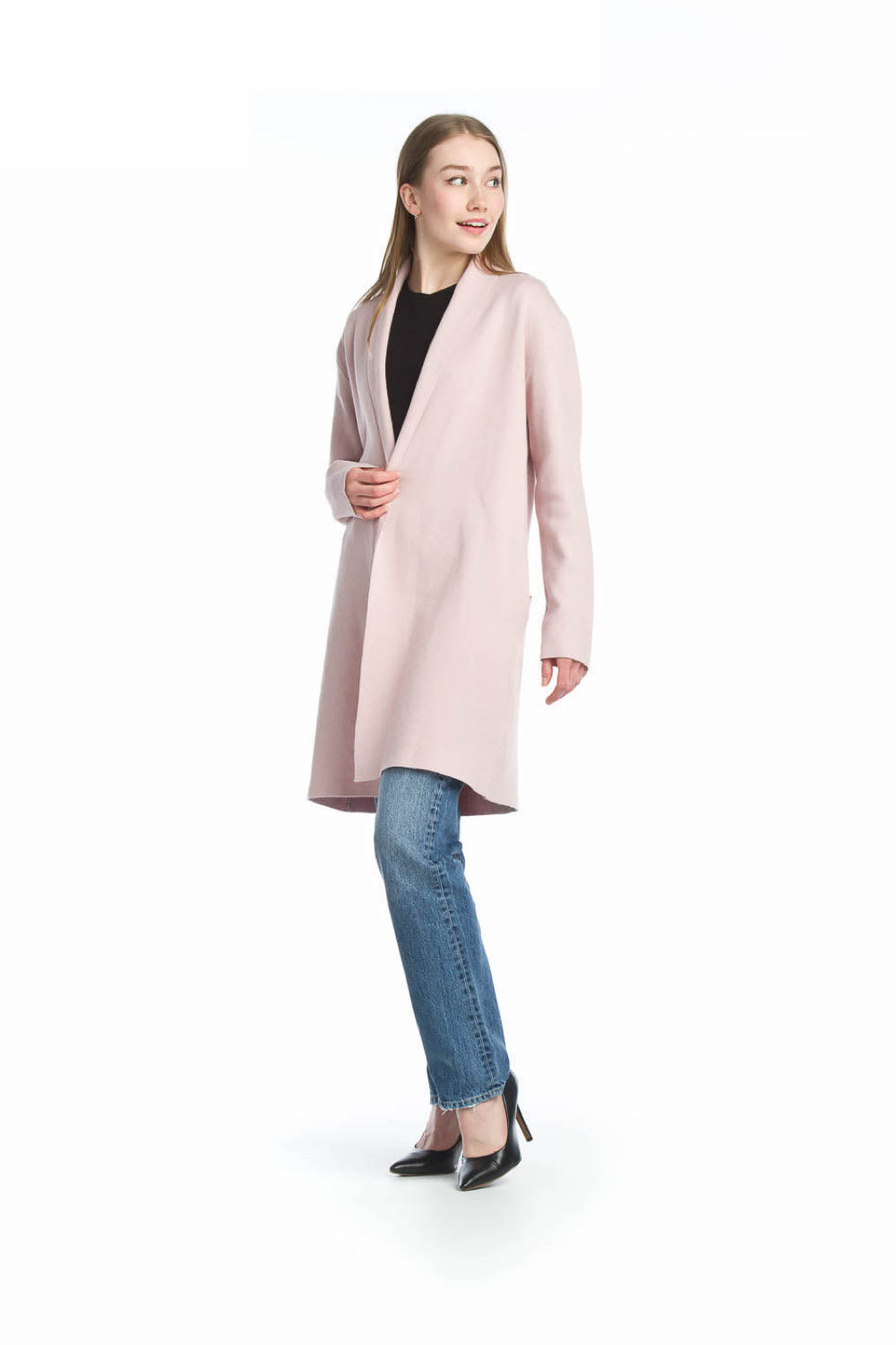 BLUSH Lapel Coatigan with Pockets