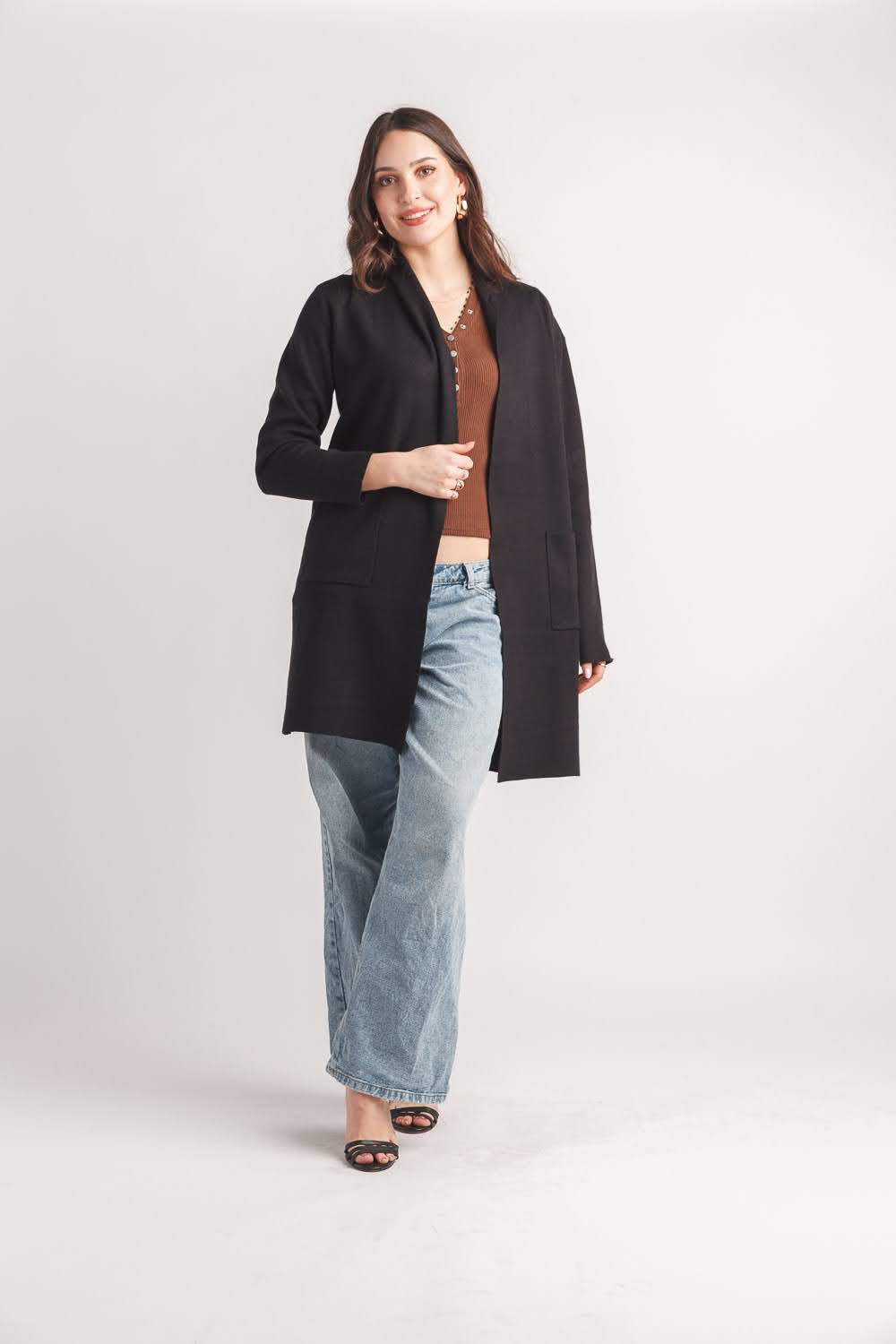 Lapel Coatigan with Pockets