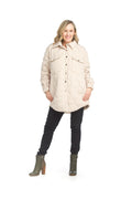Beige Quilted Shacket with Pockets
