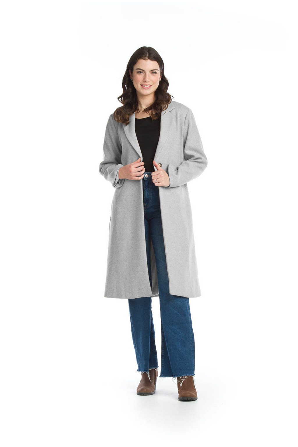 Lapel Single Breasted Coat With Pockets