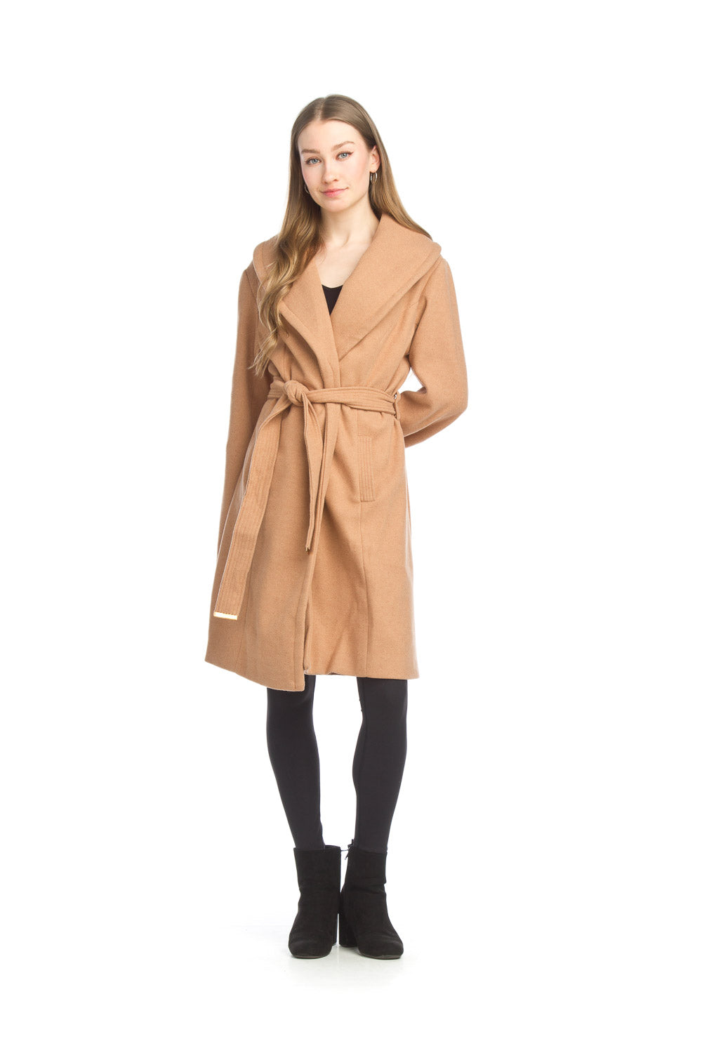 Lapel Belted Coat With Pockets