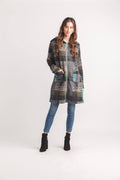 Knit Plaid Hooded Jacket with Pockets