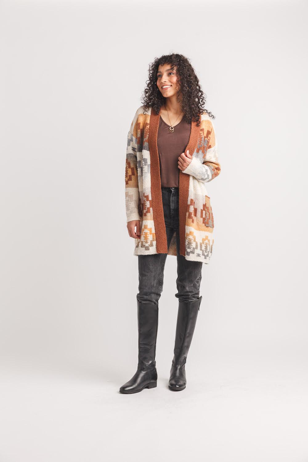 Global Knit Boucle Coatagin with Pockets