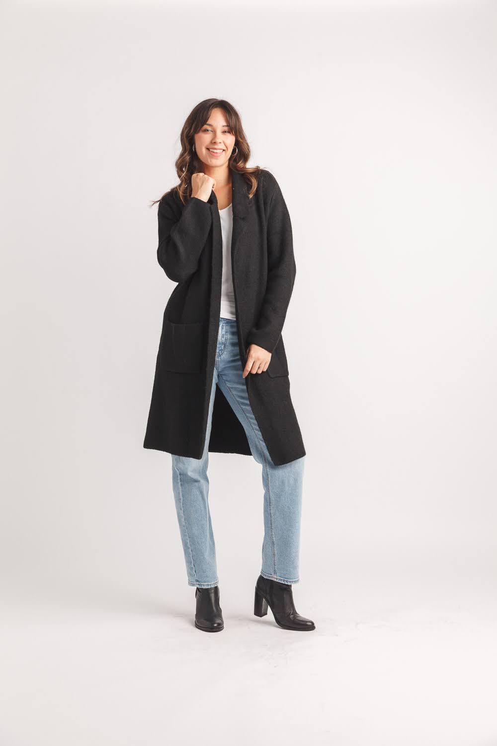 Knit Lapel Coatigan with Pockets