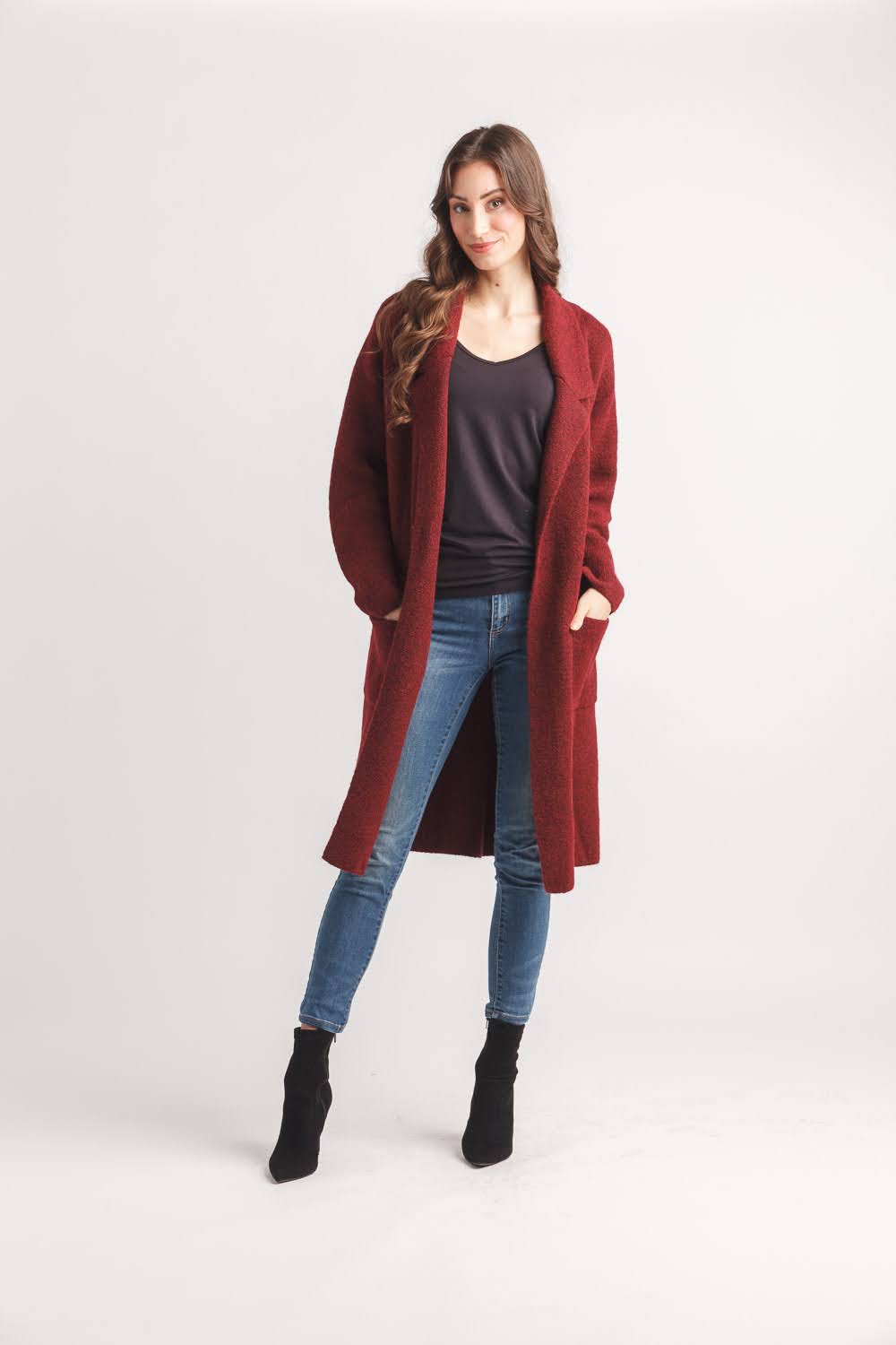 Knit Lapel Coatigan with Pockets