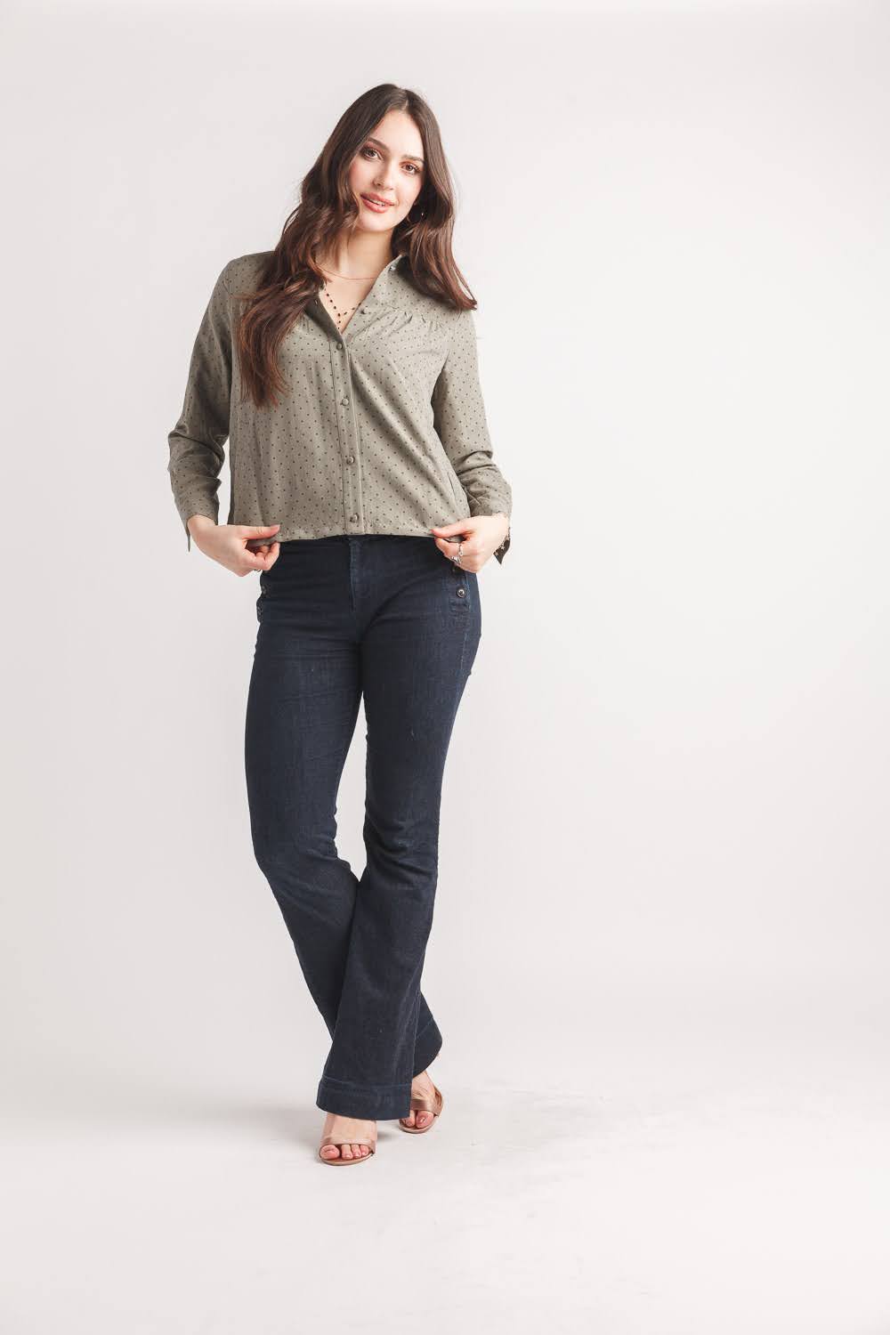 Polka Dot Faux Suede Light Weight Jacket