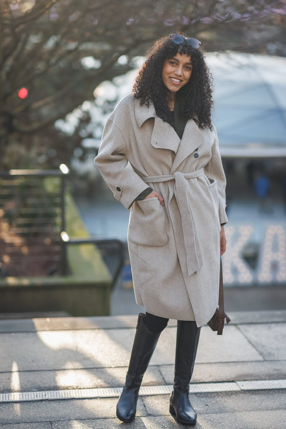 Soft Trench Style Coat with Pockets and Button Detail