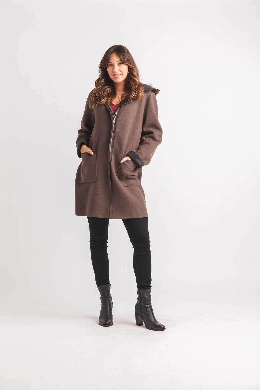 Soft Heathered Hooded Jacket with Patch Pockets