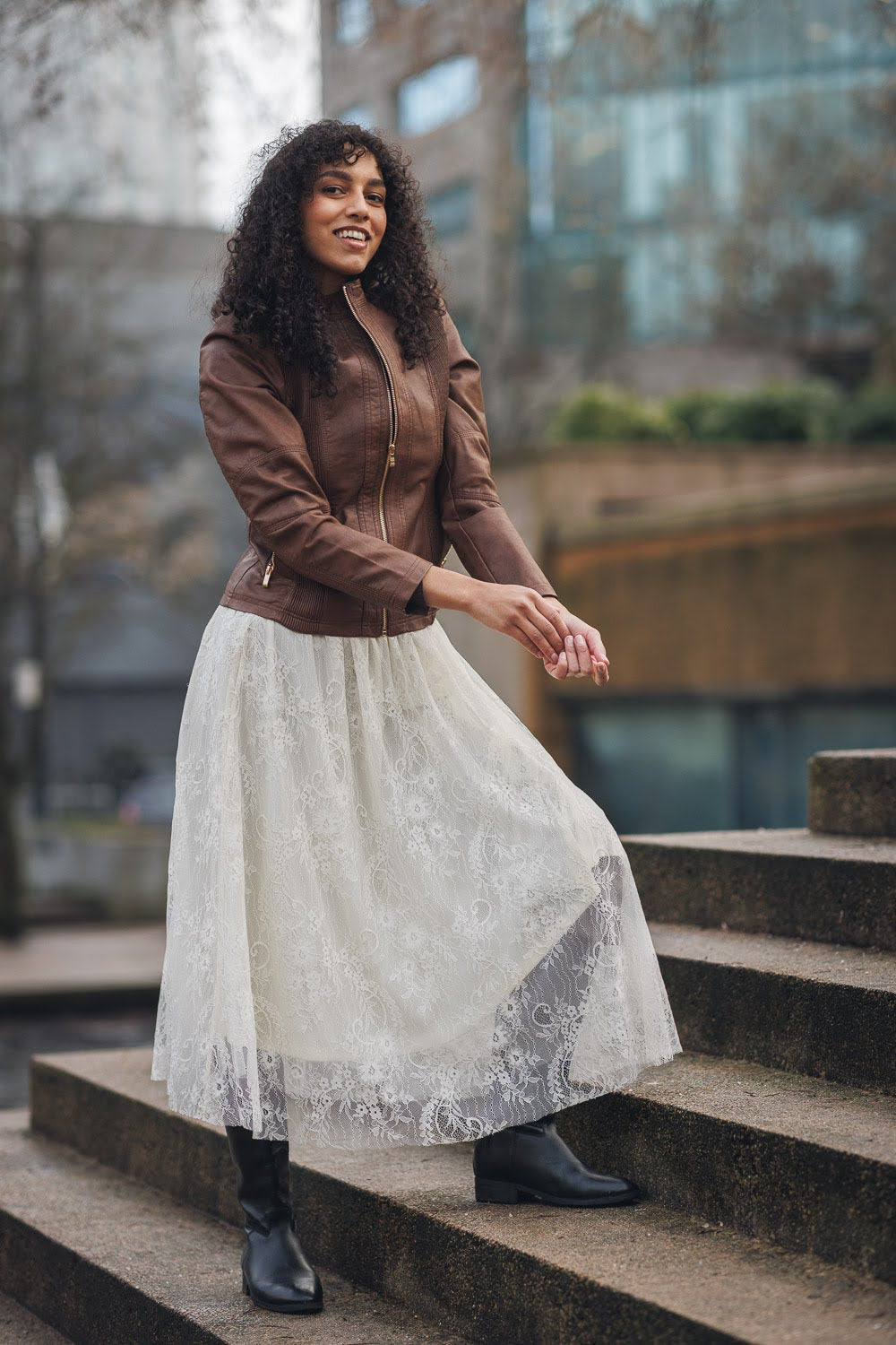 Lace Skirt with Elastic Waist