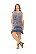 NAVY Stripe  & floral Ruffle Dress