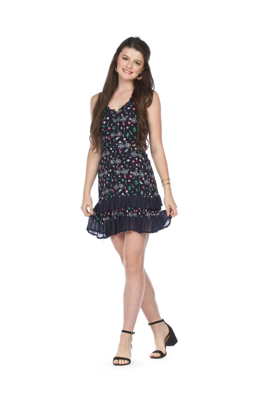NAVY Cycle Print ruffle Dress