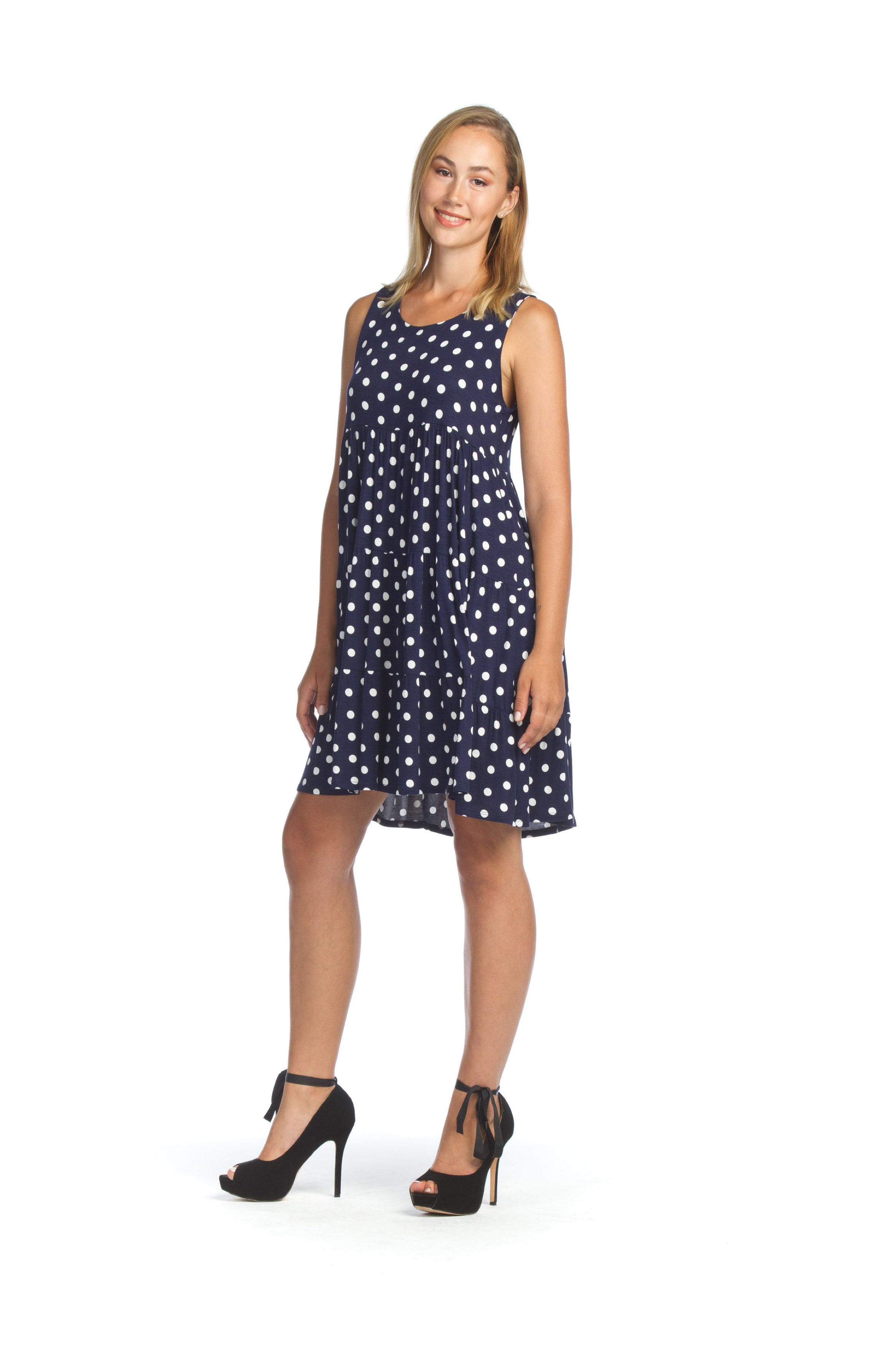 NAVY Polka Dot Tiered Dress