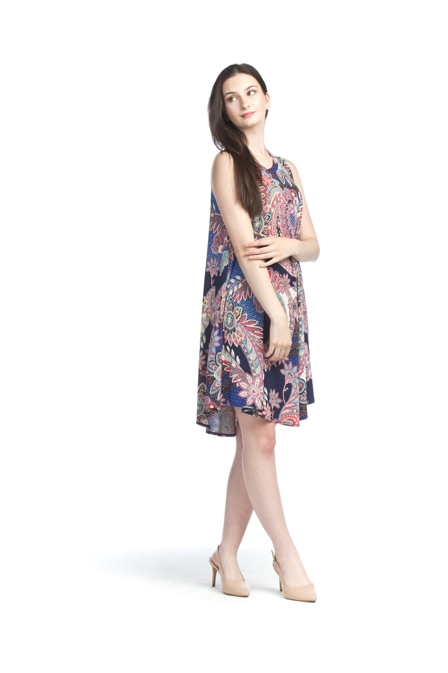 NAVY Paisley A-Line Dress with Pockets