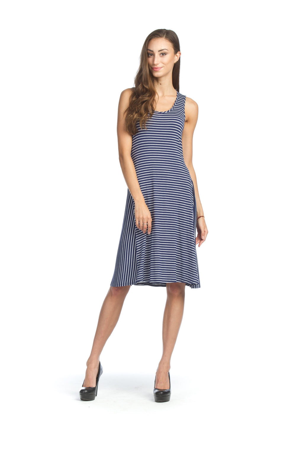Navy Multi Striped Swing Dress