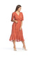 RUST Linier Wrap Look Dress with Elastic Waist