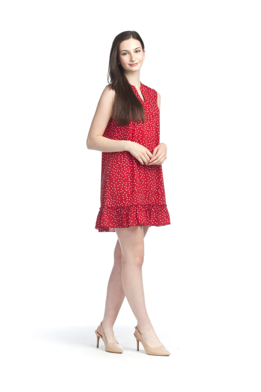 RED Spotted A-Line Dress