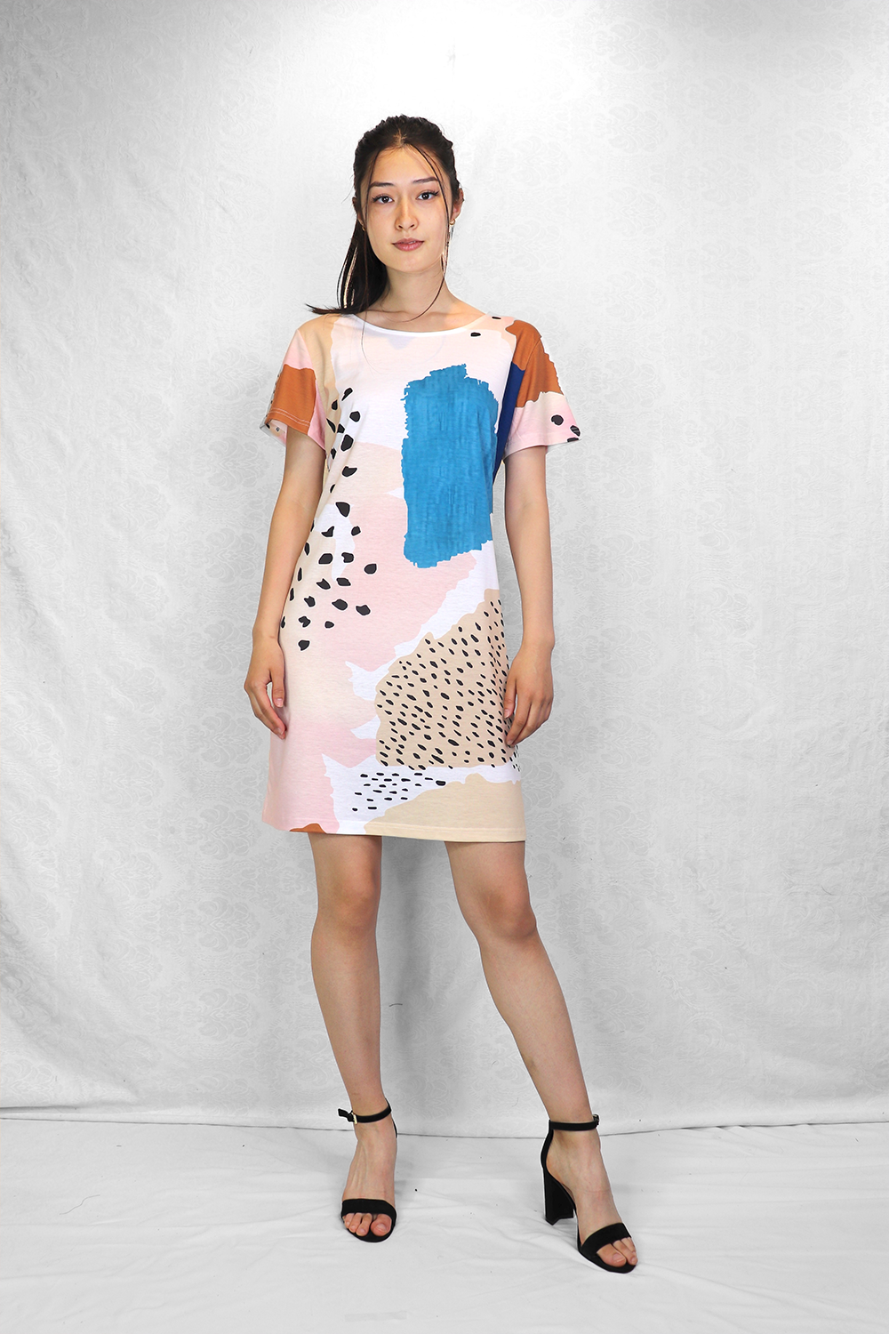 MULTI Abstract Stretch T Shirt Dress