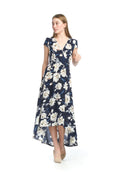 NAVY Floral Crepe High Low Wrap Look Dress