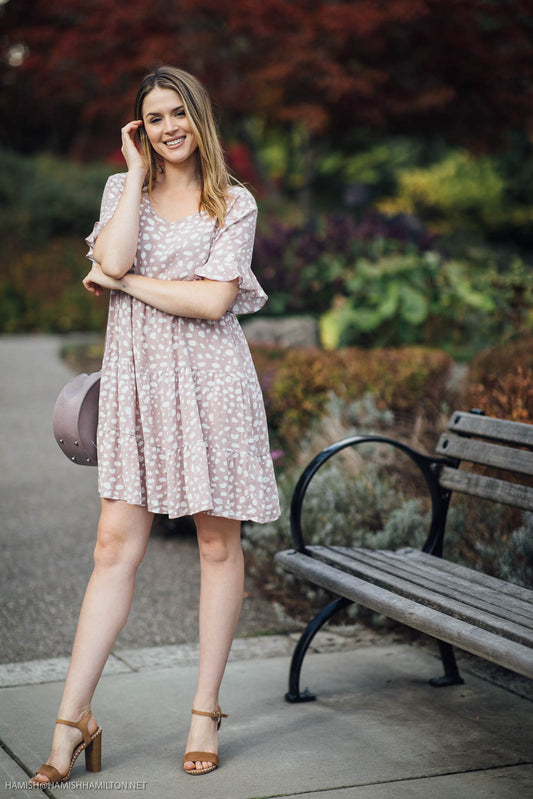 BLUSH Tiered Polka Dot Flowy Dress