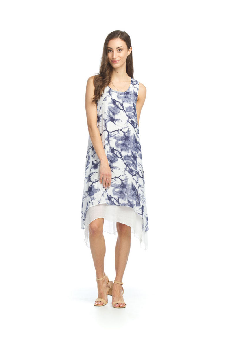 BLUE Watercolor floral Layered Dress