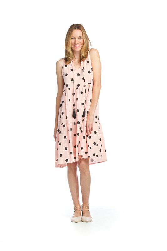 BLUSH Cotton Polka Dot Tiered Dress