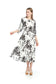 WHTBL Floral Stretch Midi Dress with Tiered Ruffle Sleev